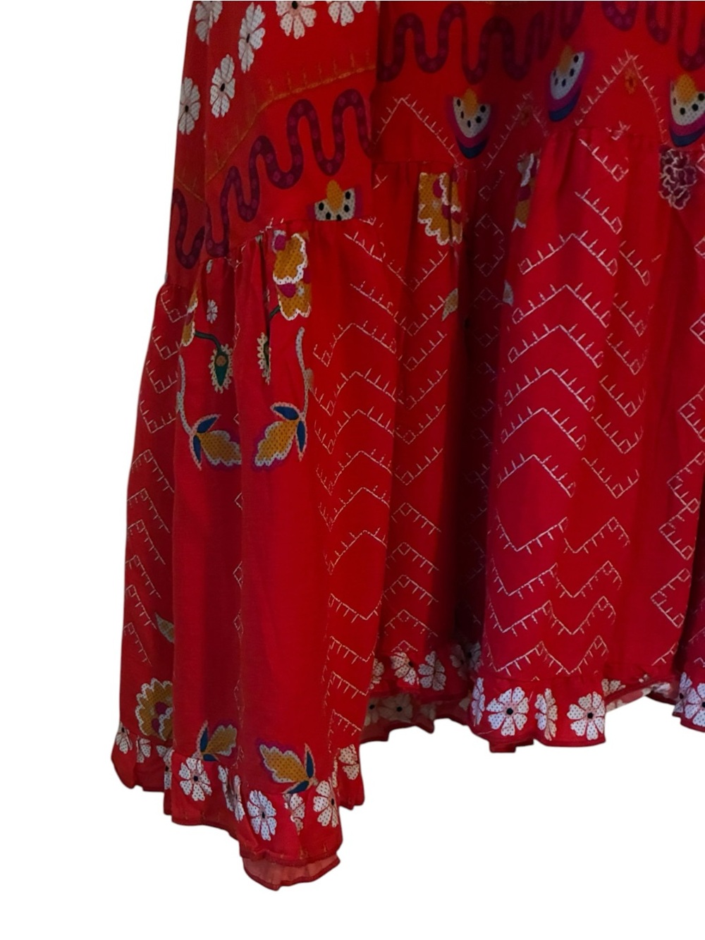 Jaase Anthropologie Red Floral Boho Maxi Dress Flutter Sleeve V-Neck Size Medium - Picture 4 of 6